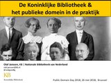 26 mei 2018 - De Koninklijke Bibliotheek & het publieke domein in de praktijk - De KB probeert om publicaties waar geen auteursrechten meer op rusten – die in het publieke domein dus - zo goed en breed mogelijk herbruikbaar te maken. Hierbij blijkt de praktijk weerbarstiger dan de theorie. Olaf Janssen vertelt welke stappen de KB tot nu toe genomen heeft om in de praktijk met het publieke domein te leren omgaan.