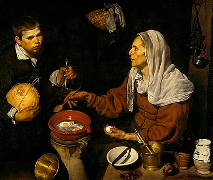 Old Woman Frying Eggs (The Old Cook) (c. 1618) by Diego Velázquez. Scottish National Gallery.