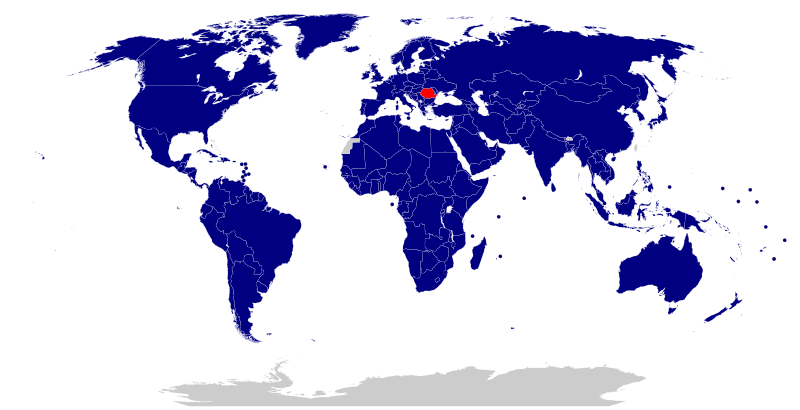 Countries which Romania maintains diplomatic relations with