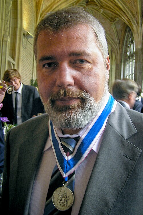 Editor-in-chief Dmitry Muratov shortly after receiving the Four Freedoms Award on behalf of Novaya Gazeta in 2010