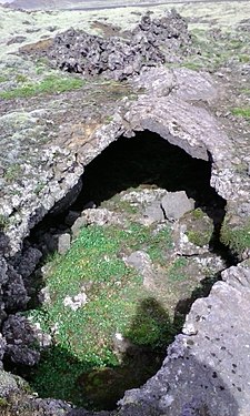 Parts of the roof fall down onto the cave floor, sometimes as a whole plate like here.