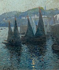 Eugène Chigot',Voiliers au Port (sailing boats in the port), 1911