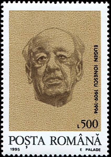 Romanian postage stamp depicting Ionesco