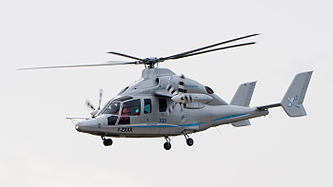 English: Eurocopter X3 (cn 1, Prototype, reg. F-ZXXX) high-speed helicopter flying a display at ILA Berlin Air Show 2012. Deutsch: Eurocopter X3 (cn 1, Prototyp, Reg. F-ZXXX) bei einer Flugvorführung auf der ILA Berlin Air Show 2012.