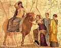 Avrupa bir boğaya biniyor, Pompeii'den fresk.  Napoli Ulusal Arkeoloji Müzesi