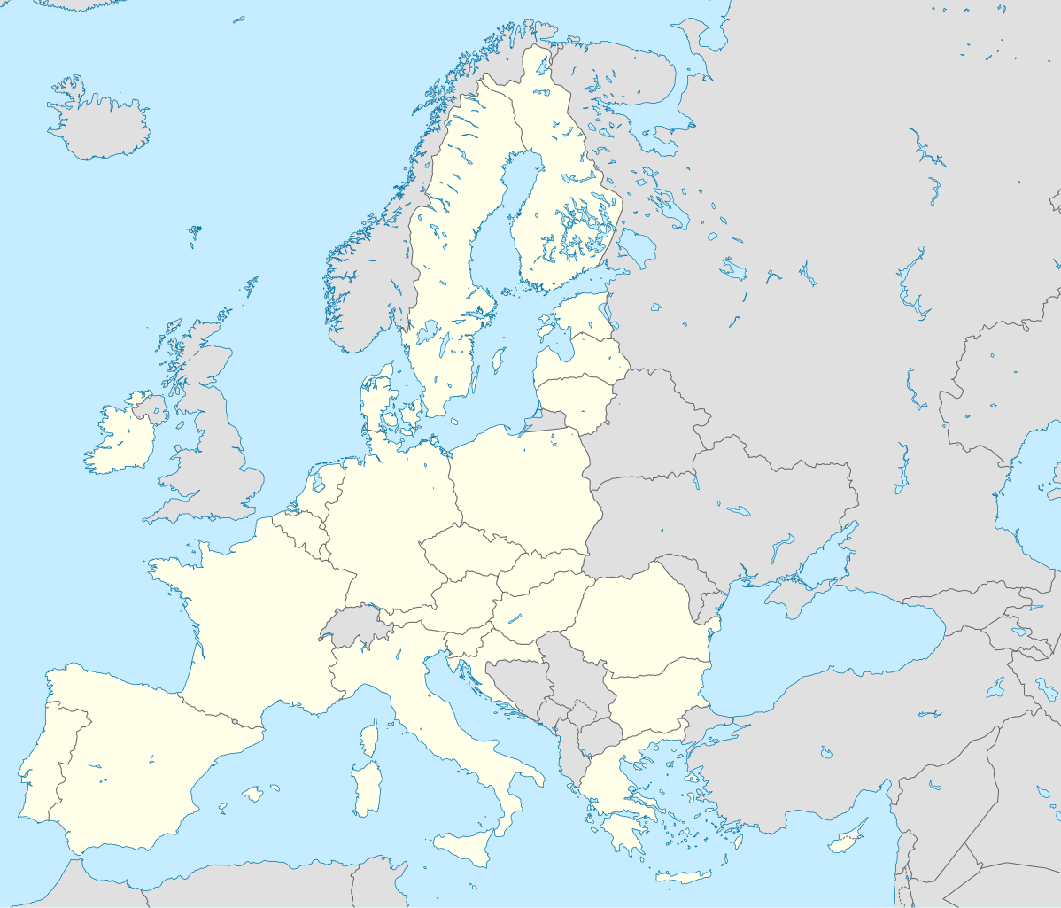 blank political map of europe with capitals