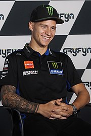 Fabio Quartararo, the defending World Riders' Champion, finished second. Fabio Quartararo at the 2022 San Marino Grand Prix at Misano.jpg