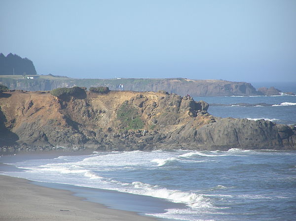 Lincoln Beach, Oregon, Fishing Rock with Rabbit Rock in background