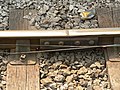 Fishplate joining two sections of bullhead rail at Cardiff Bay railway station 02.jpg