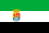 Flag of Extremadura, Spain (with coat of arms).svg