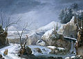 Winterlandschaft mit Bach und Wasserfall