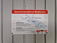 GER — Baden-Württemberg — Uhldingen-Mühlhofen — Unteruhldingen (Schild “Sturmwarndienst Bodensee”) 2021