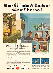 A 1956 GE advertisement in Times magazine promoting their new "Thinline" AC unit. GE air conditioner add featured in times magazine in 1956.jpg