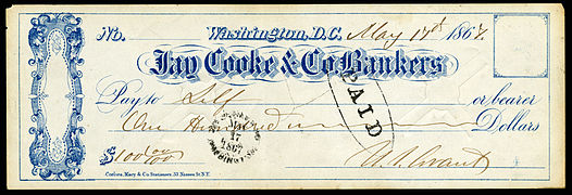 Ulysses S. Grant, signed check