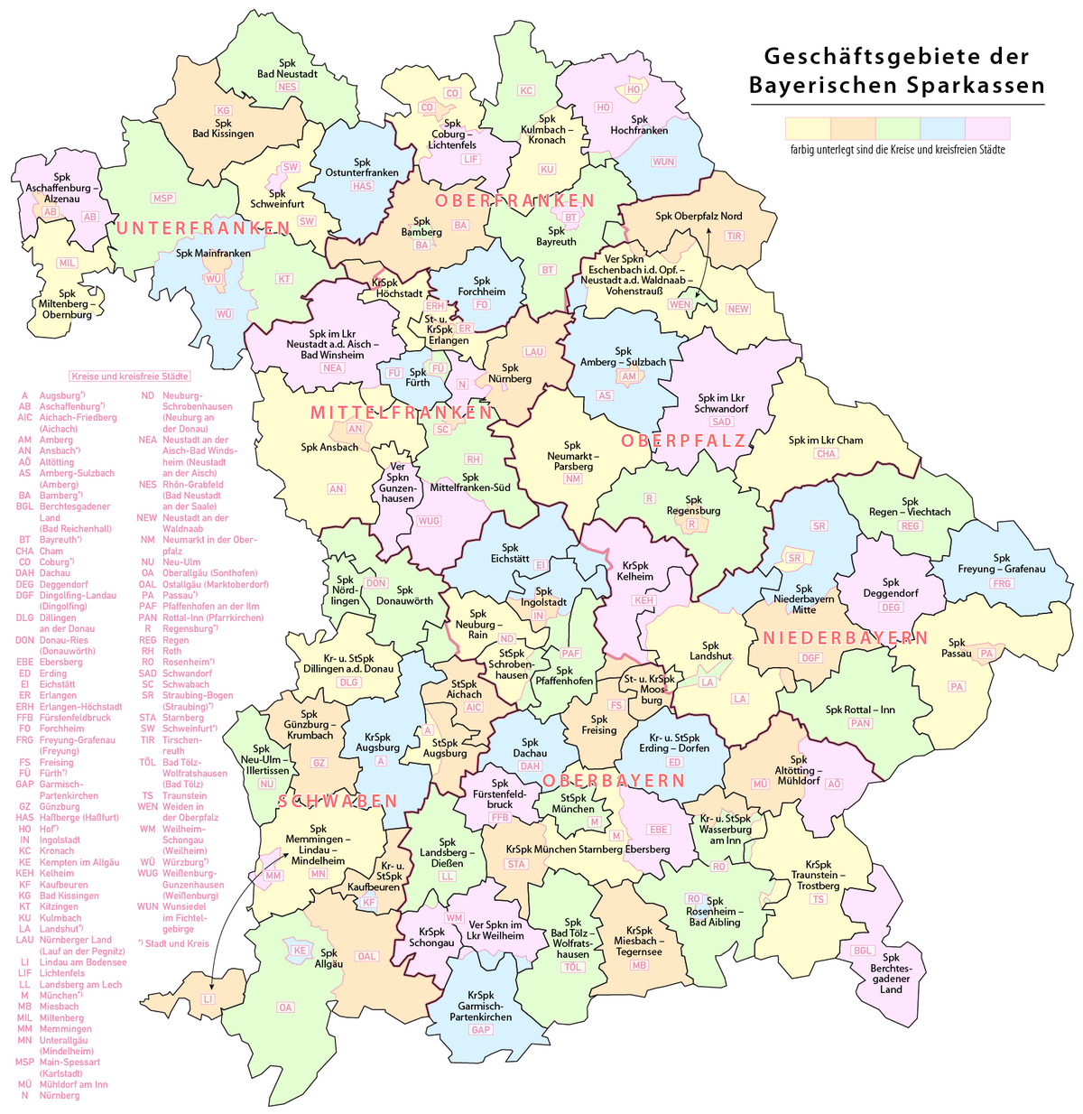 Datei Geschaftsgebiete Der Bayerischen Sparkassen Karte Png Wikipedia