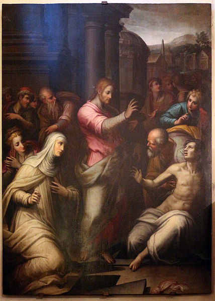 File:Giovanni Battista Naldini, resurrezione di lazzaro con santa marta vestita da umiliata, 1583, 01.JPG