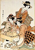 Ukiyo-e painting of geisha playing go (1811).
