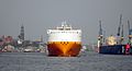 Grimaldi Ro-Ro ship Grand Portogallo starting Hamburg, on a collision course in April 2014