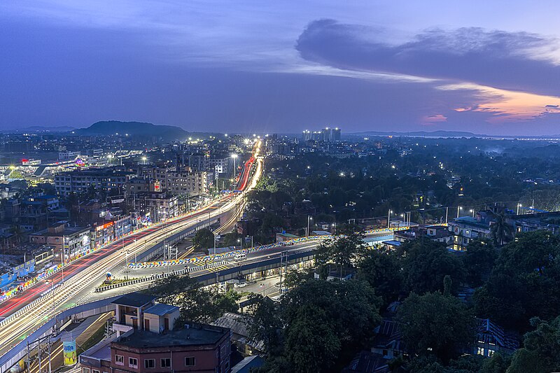 File:Guwahati, Longest Flyover, Inaugurated, Panoramic View, Maligaon Area.jpg