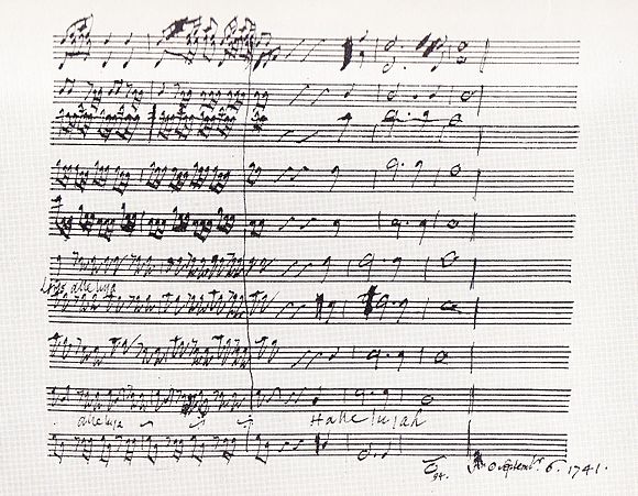 The final bars of the Hallelujah chorus, from Handel's manuscript