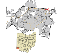 Localização no Condado de Hamilton e no estado de Ohio.