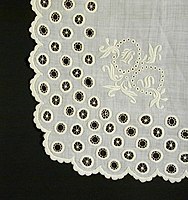Detail of handkerchief in button-hole embroidery. Germany or Switzerland, 19th century.[11]