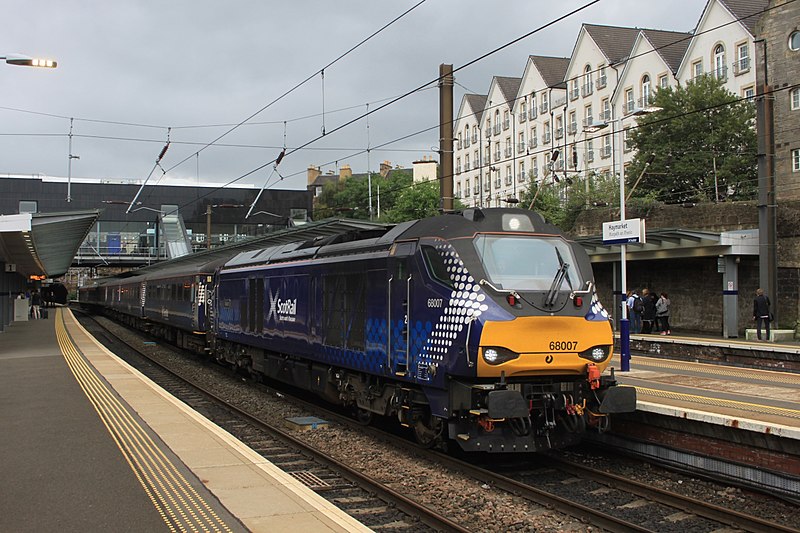 File:Haymarket - DRS 68007 evening commuter service.JPG