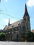 Catholic Heiliggeistkirche with parish and Sigrist house
