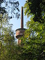 Deutsch: Schornstein mit Hochbehälter der Heilstätte Grabowsee, Ansicht von der Landstraße Schmachtenhagen–Friedrichsthal aus