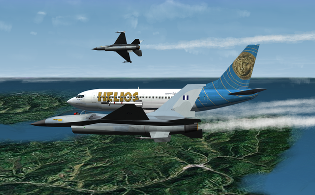 Concepção artística dos F-16 no Voo Helios Airways 522