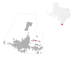 Location of Elsa in Hidalgo County and Texas