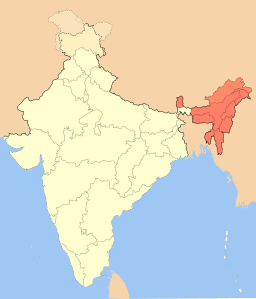 Regionen markert på kart over India