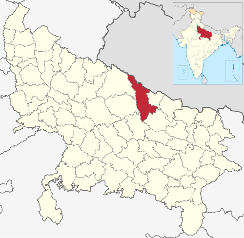 Location of Bahraich district in Uttar Pradesh