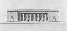 Architectural rendering of the Central Library's south elevation from 1913 Indianapolis Public Library. South elevation (extracted).jpg