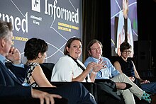 Harbath (center) at an event organized by the Knight Foundation, 2022. Informed- Conversations on Democracy in the Digital Age - 1A0A8585 (52530409431).jpg