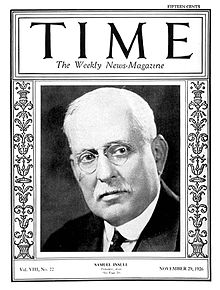 Chicago utilities magnate Samuel Insull built a fortune and lost it, and built the Chicago Opera House. Insull Time November 1926.jpg