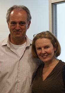 Jim Braude and Margery Eagan at a live radio broadcast in Brookline, Massachusetts, May 7, 2010 Jim Braude and Margery Eagan.jpg