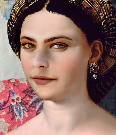 For this project the AI had to learn the typical patterns in the colors and brushstrokes of Renaissance painter Raphael. The portrait shows the face of the actress Ornella Muti, "painted" by AI in the style of Raphael.
