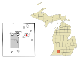 Kalamazoo County Michigan Incorporated and Unincorporated areas Galesburg Highlighted.svg