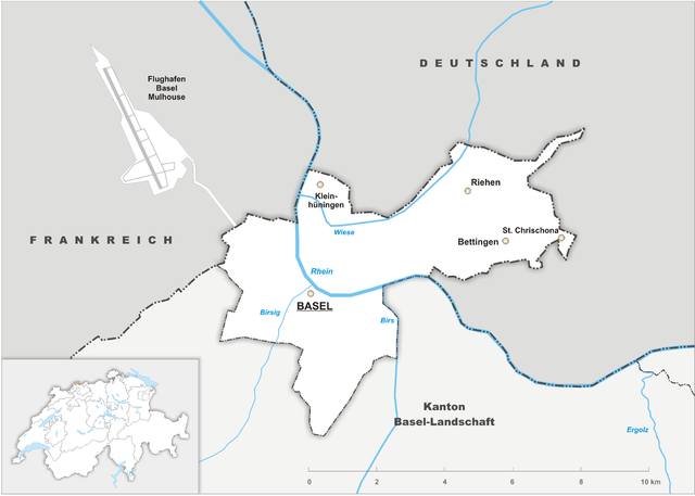 Map of the Canton of Basel-Stadt