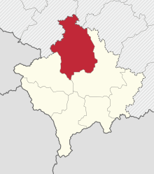 Lage des Bezirks im Kosovo (anklickbare Karte)
