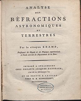 Kramp, Christian – Analyse des réfractions astronomiques et terrestres, 1799 – BEIC 745581.jpg