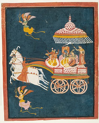 Krishna elopes with Princess Rukmini