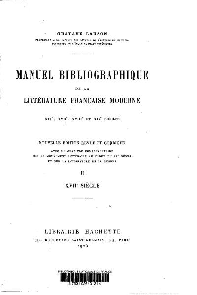 File:Lanson - Manuel bibliographique de la littérature française moderne, t2, 1925.djvu