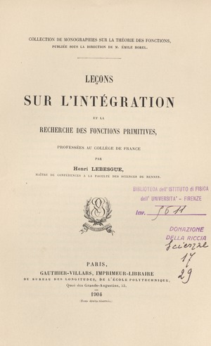 Henri Léon Lebesgue: Biografia, Matematikari egindako ekarpenak, Lanak