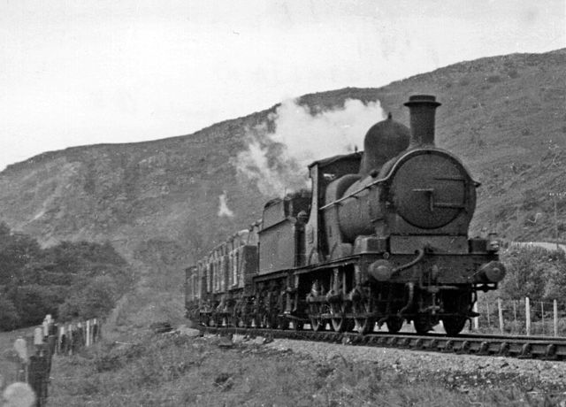 A goods train near Doldowlod in 1949