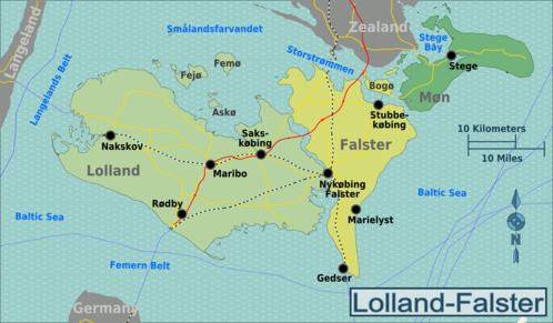 Map of Lolland-Falster