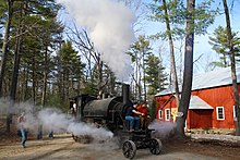 Lombard Log Hauler #38, built ca. 1910, restored in 2014 by the University of Maine Mechanical Engineering Technology class of 2014 and the Maine Forest and Logging Museum. Lombard Log Hauler 38.jpg