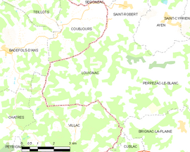 Mapa obce Louignac