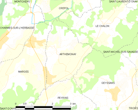 Mapa obce Arthémonay
